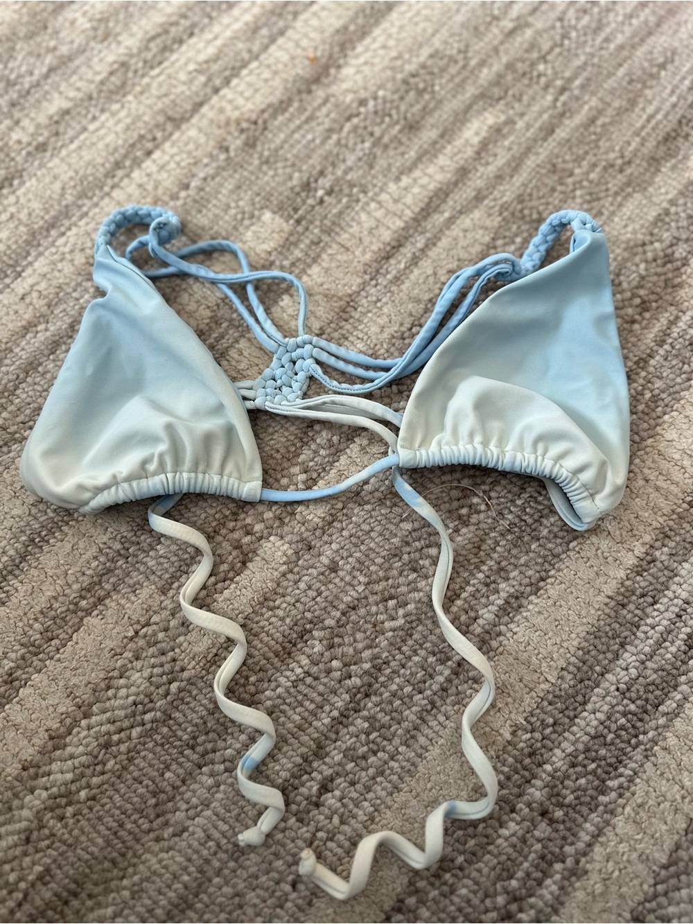 Light Blue Triangle Swim Top with Braided Back